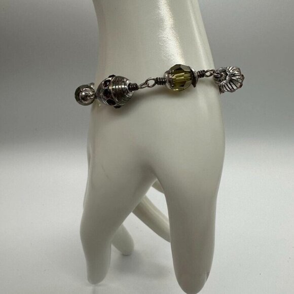 Brighton‎ Jewel Fantasy Beaded Bracelet Silver Tone Faceted Purple Green Beads - Picture 3 of 12